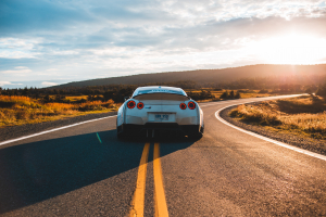 a sports car on a highway